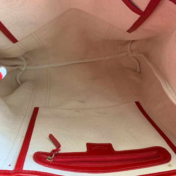 Kate Spade Red Patterned Oil Covered Canvas Purse - Picture 4 of 4